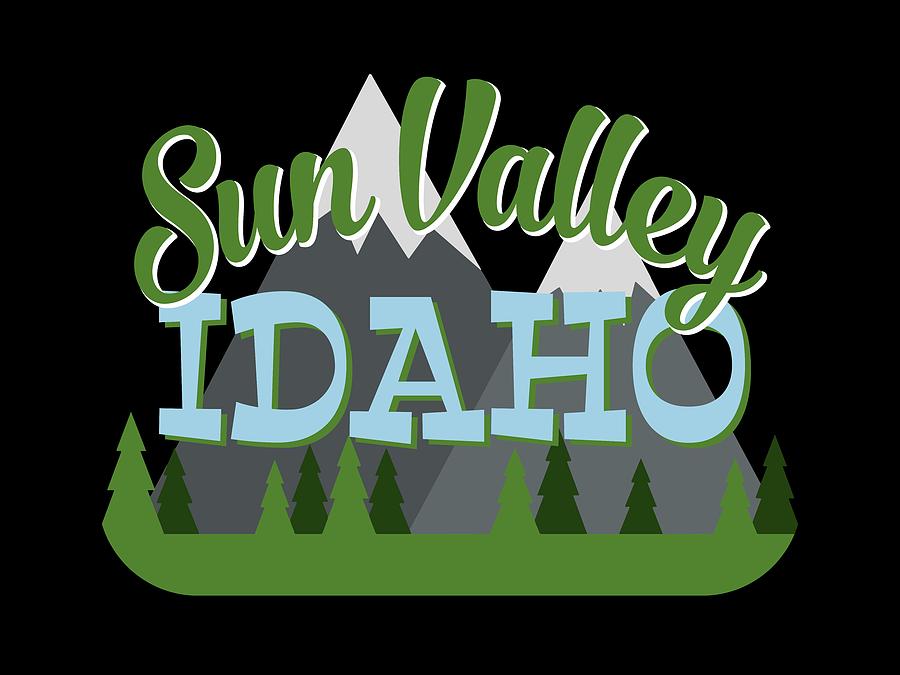Sun Valley Digital Art - Sun Valley Idaho Retro Mountains Trees by Flo Karp Sun Valley Digital Art - Sun Valley Idaho Retro Mountains Trees by Flo Karp