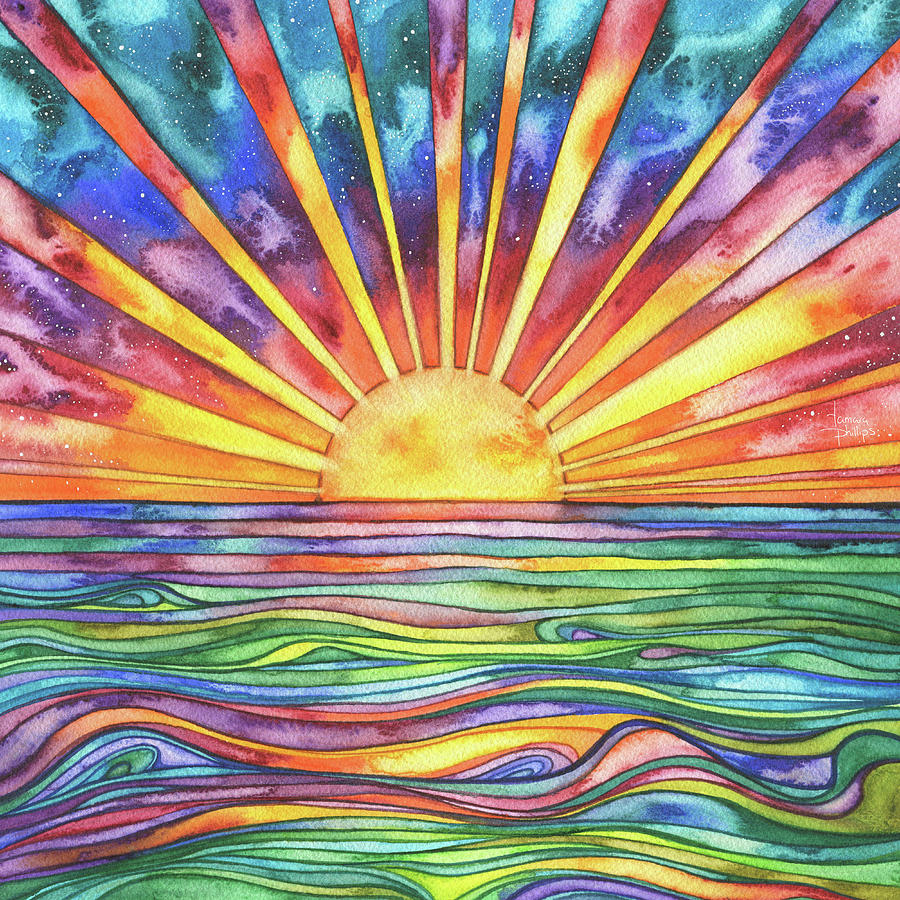 Sunset Painting - Sun Water by Tamara Phillips