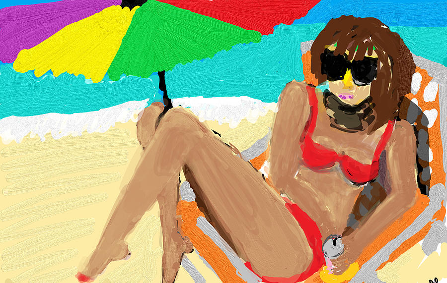 Sunbather With Mask Digital Art by Diane Dahm