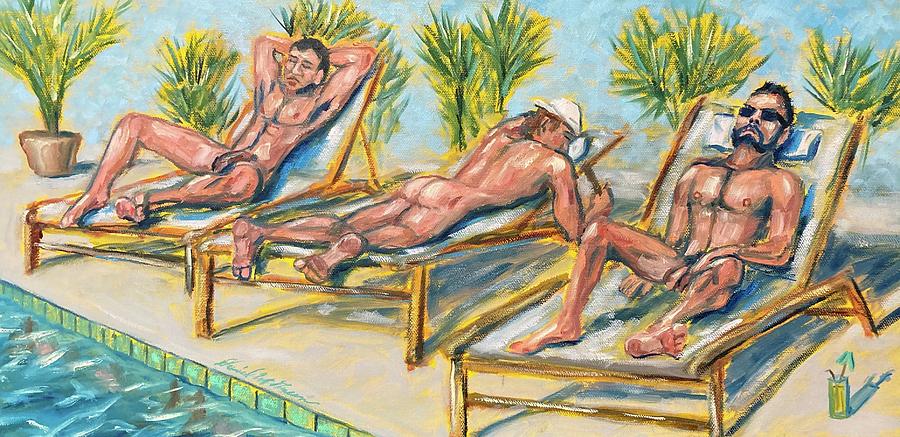 Sunbathing Boyz Painting by Daniel W Green