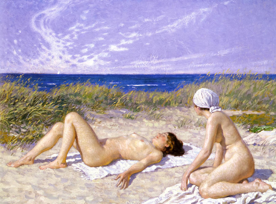 Sunbathing In The Dunes Painting