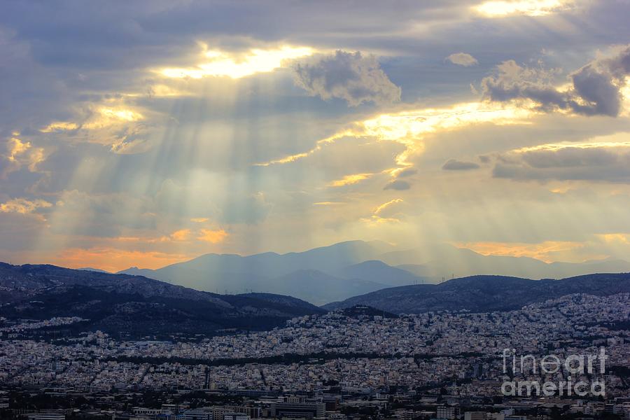 Sunbeams over the Mountains Photograph by Vicki Spindler