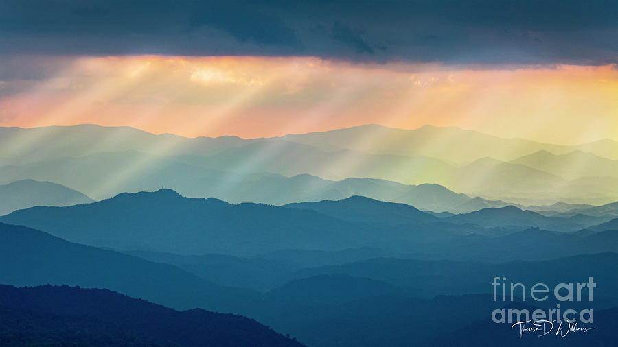 Sunbeams Over the Smoky Mountains Photograph by Theresa D Williams