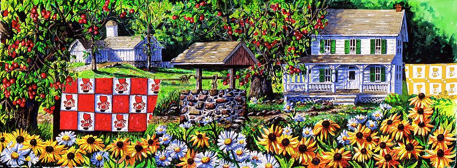 Sunbonnets and brown-eyed Susies Painting by Diane Phalen