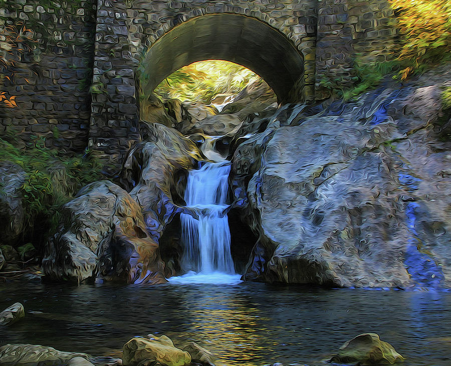 Waterfall Mixed Media - Sunburst Falls North Carolina by Dan Sproul