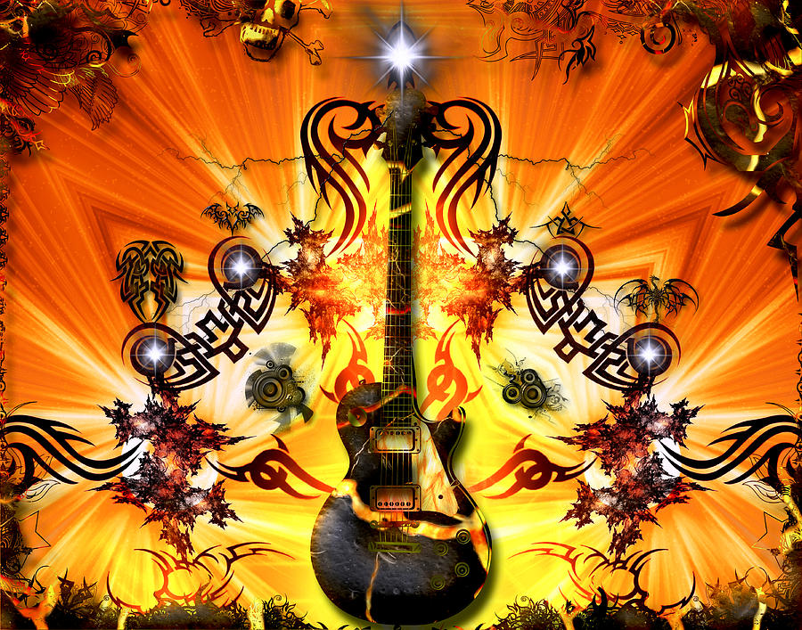 Sunburst Guitar Digital Art by Michael Damiani