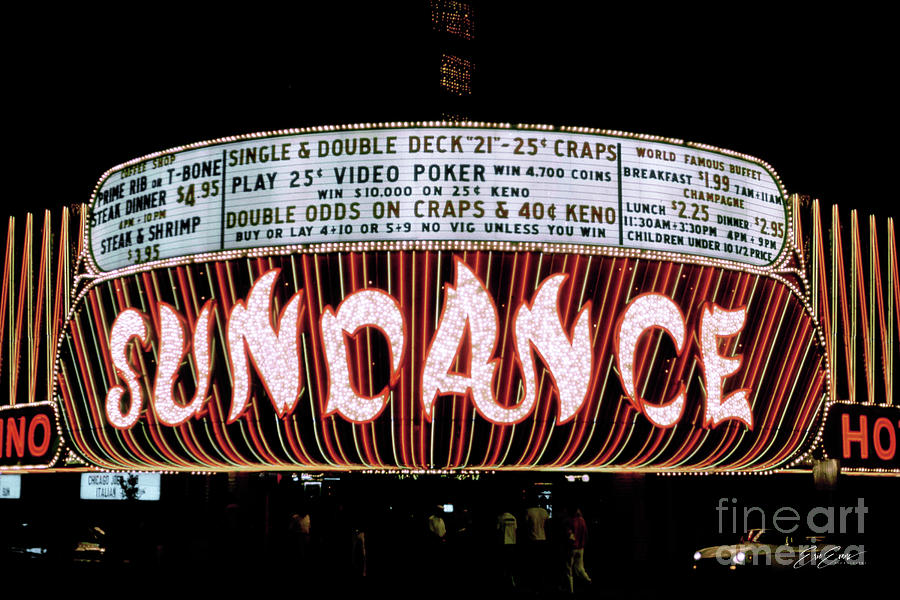 Sundance Casino Entrance Neon at Night Photograph by Aloha Art