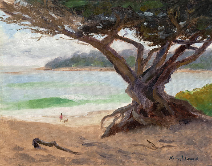 Landscape Painting - Sunday Afternoon Carmel Beach by Karin  Leonard