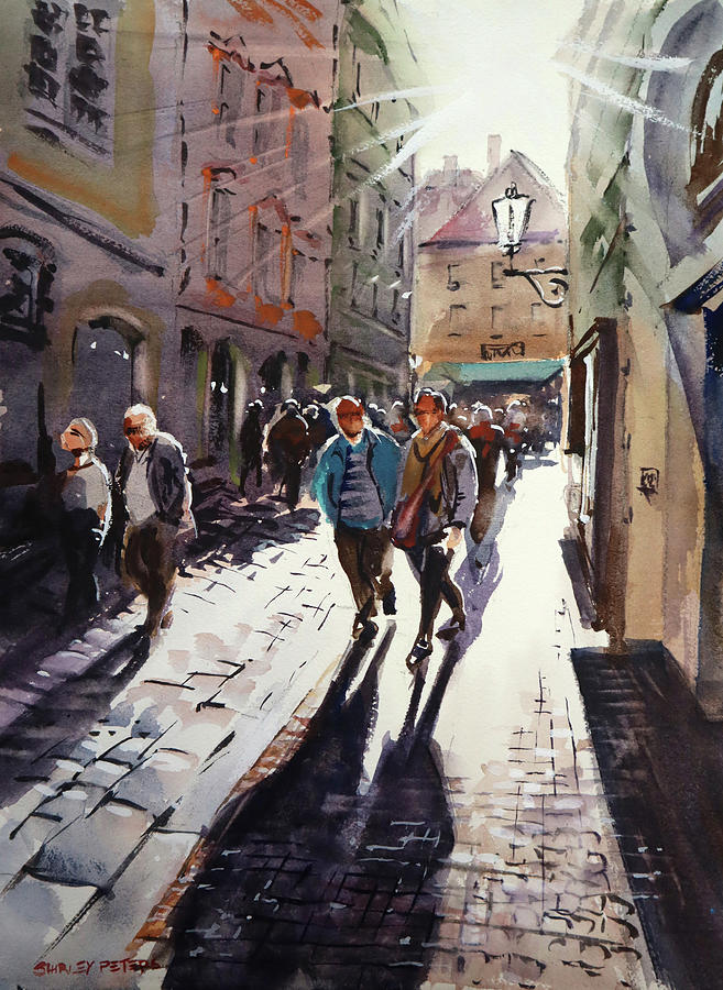 Sunday Afternoon in Prague Painting by Shirley Peters