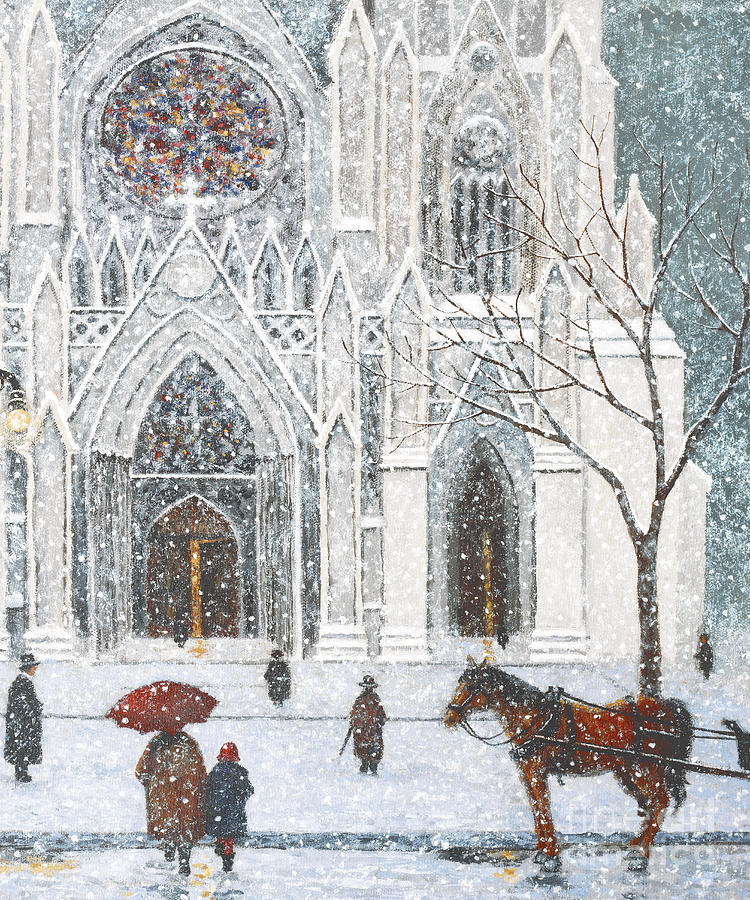 Winter Painting - Sunday at St. Patricks Cathedral  by Patrick Antonelle