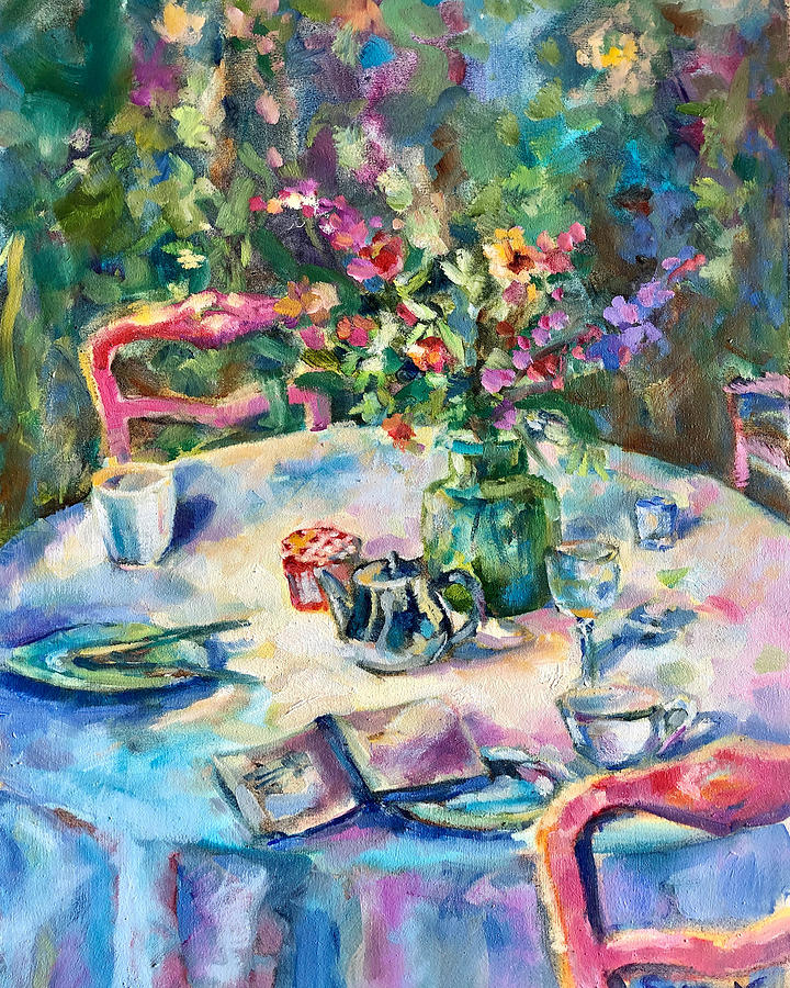 Sunday garden breakfast Painting by Sara Nygard - Fine Art America