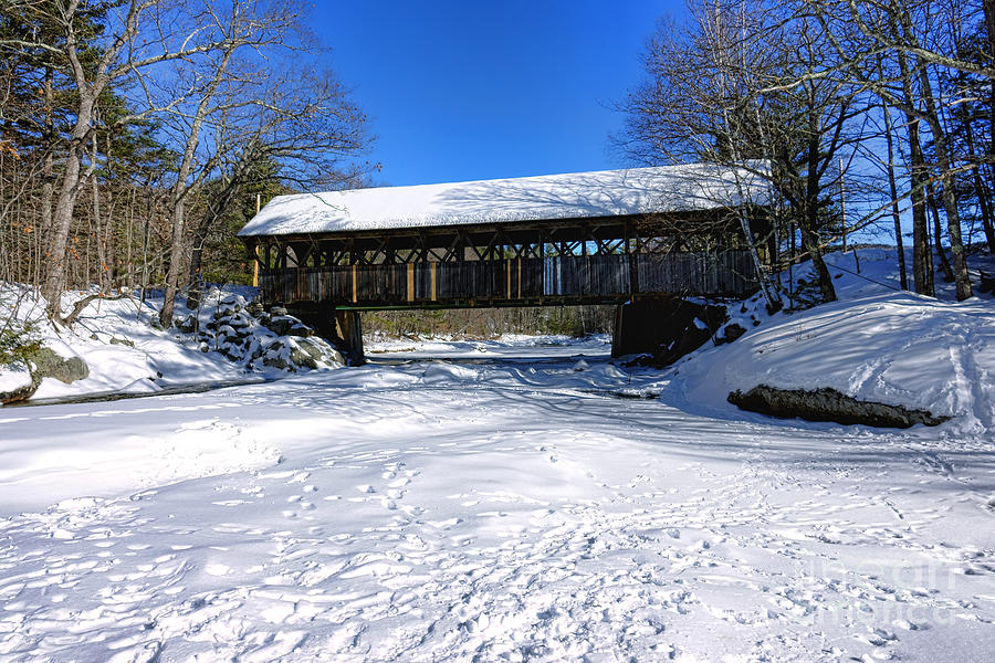 Sunday River Bridge in Winter Photograph by Olivier Le Queinec