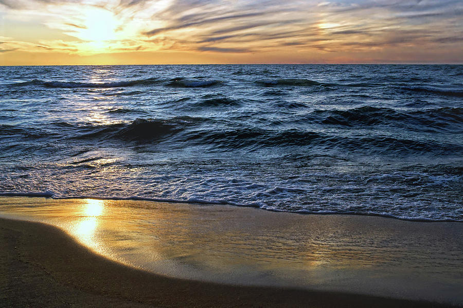 Sundog Sunset Over Lake Michigan Photograph