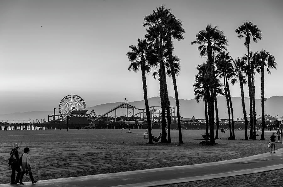 Sundown At The Pier - Black And White Photograph by Gene Parks