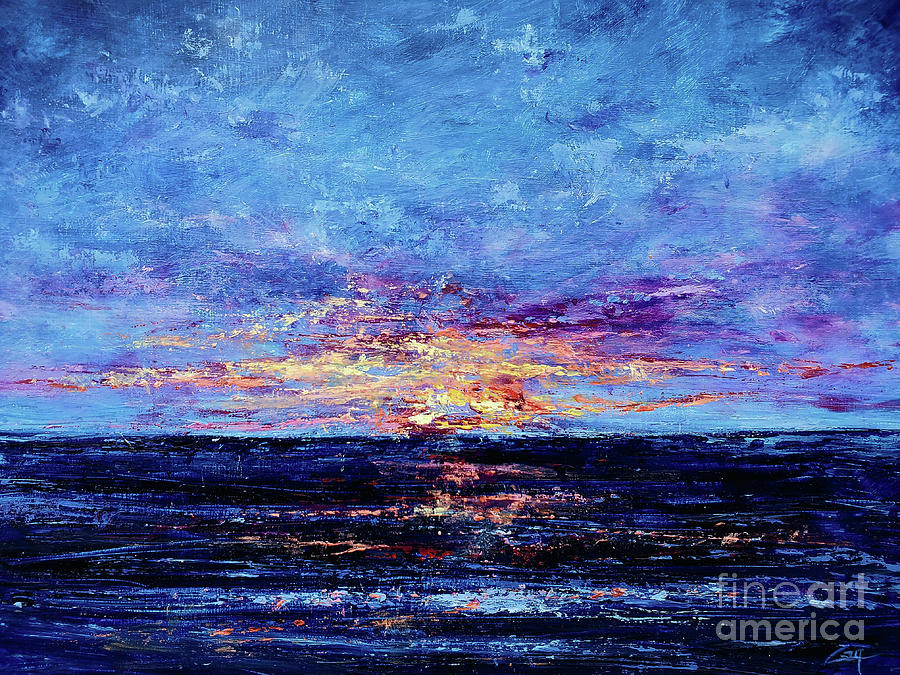 Sundown Over the Ocean Painting by Zan Savage
