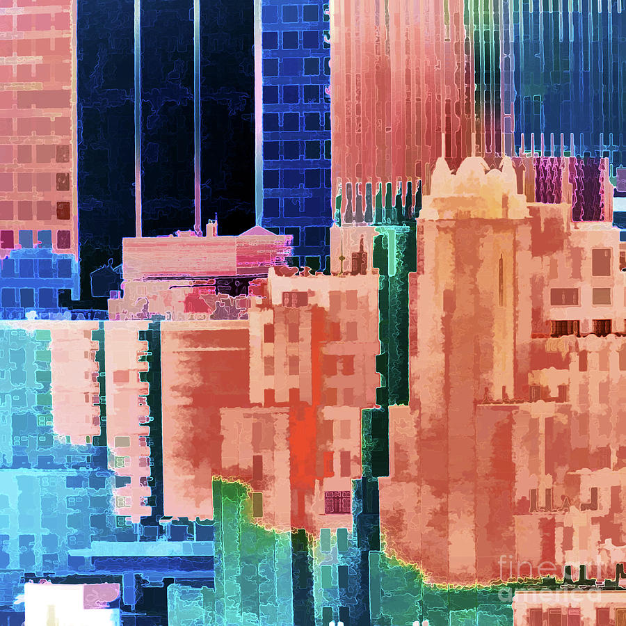 Sundown Painted City Abstract Squared Photograph