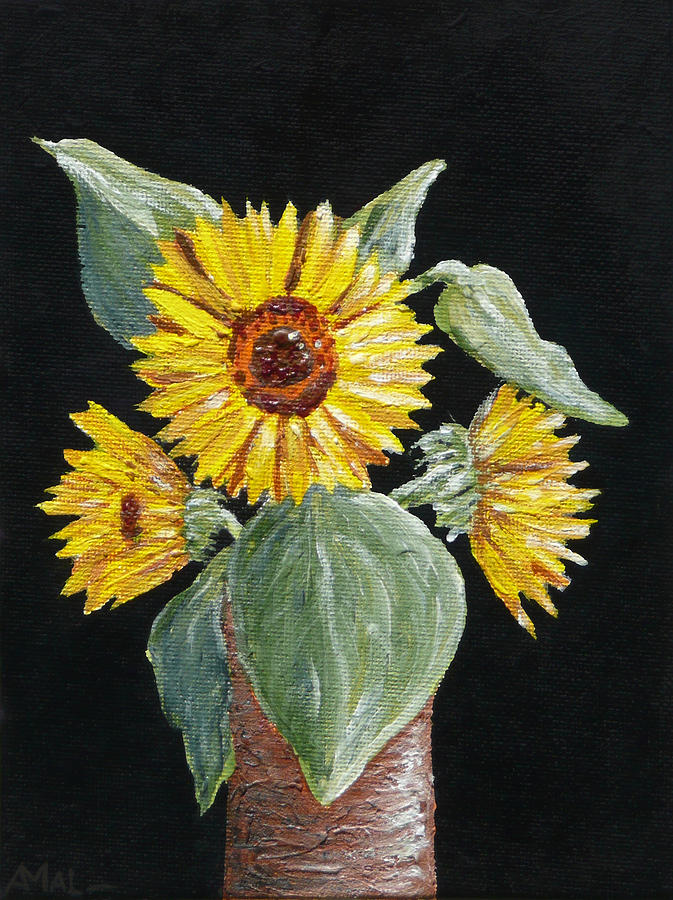 Bouquet Painting - Sunflower by Anastasiya Malakhova