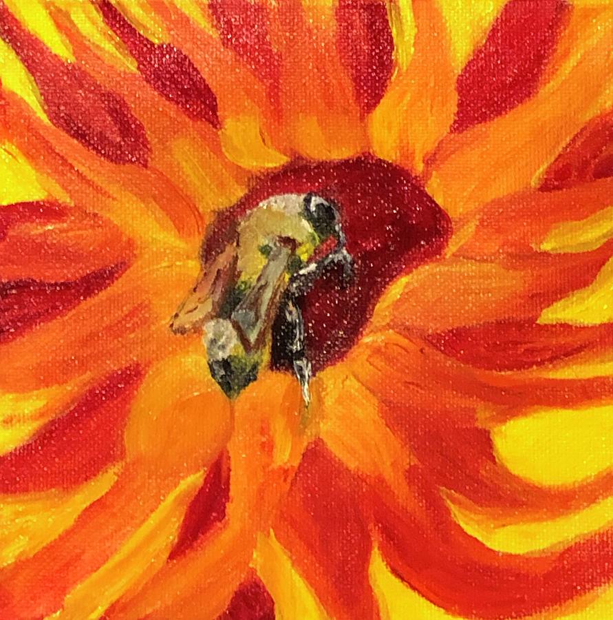 Sunflower And Bee Painting By Kristi Brooks Fine Art America