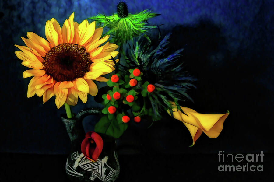 Sunflower and Calla Lilies Photograph by Diana Mary Sharpton