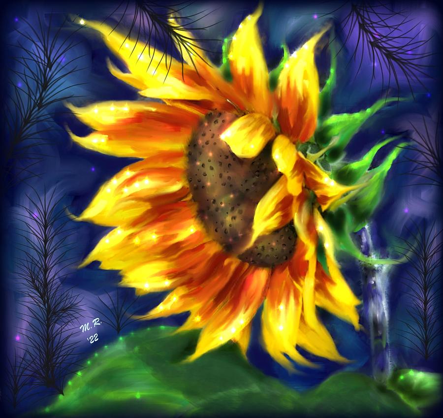 Sunflower At Night Digital Art by Monica Resinger