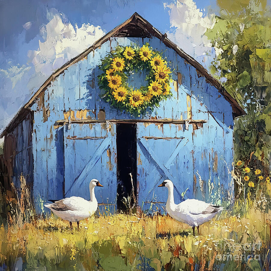 Sunflower Barn Painting by Tina LeCour Sunflower Barn Painting by Tina LeCour