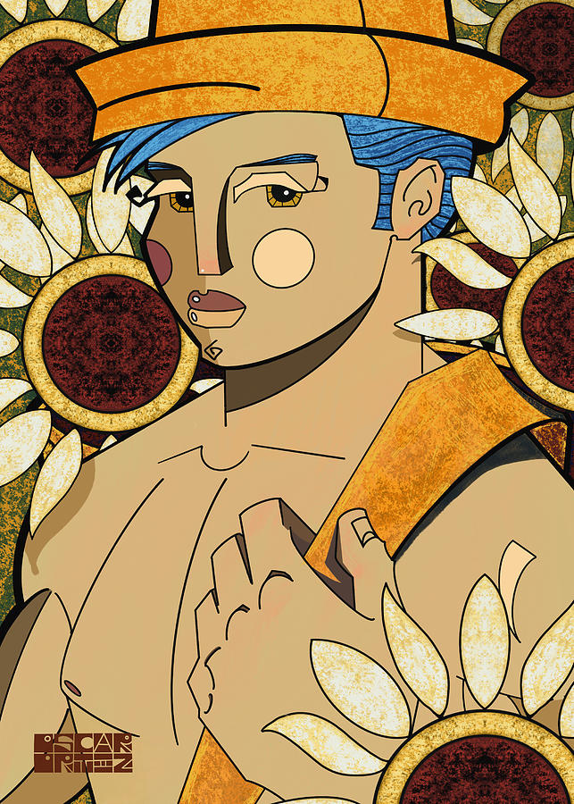 Sunflower Boy Painting by Oscar Ortiz