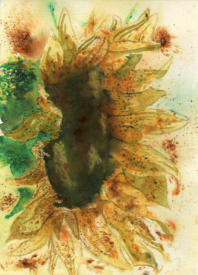 Sunflower brusho Painting by Marsha Elliott