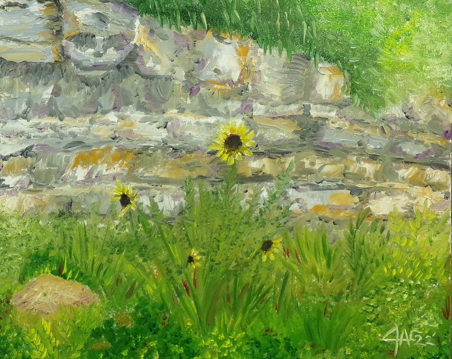 Sunflower Cliff Painting by The GYPSY
