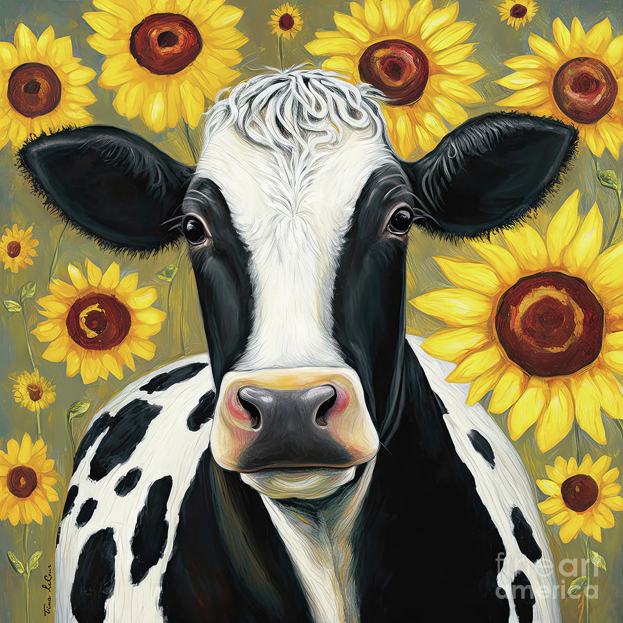 Sunflower Country Cow Painting by Tina LeCour Sunflower Country Cow Painting by Tina LeCour