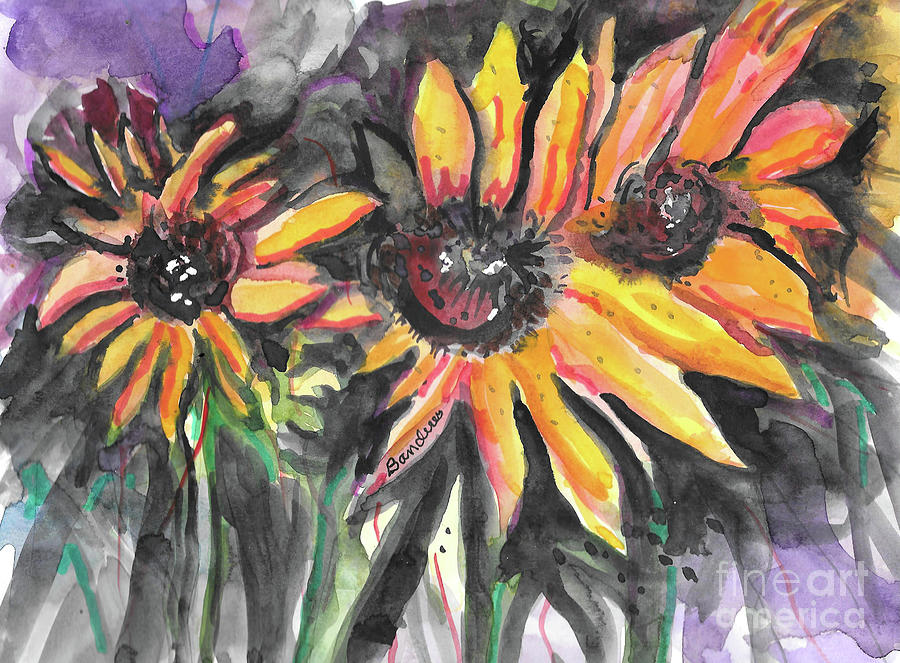 Sunflower Dark Painting by Terry Banderas