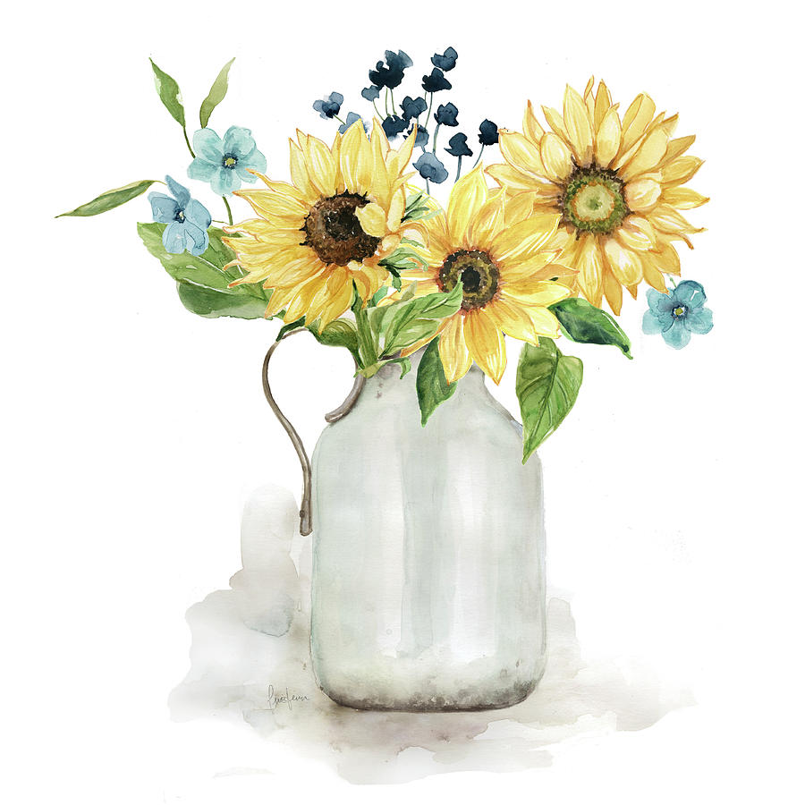 Sunflower Day Still Life 1 Painting by Carol Robinson