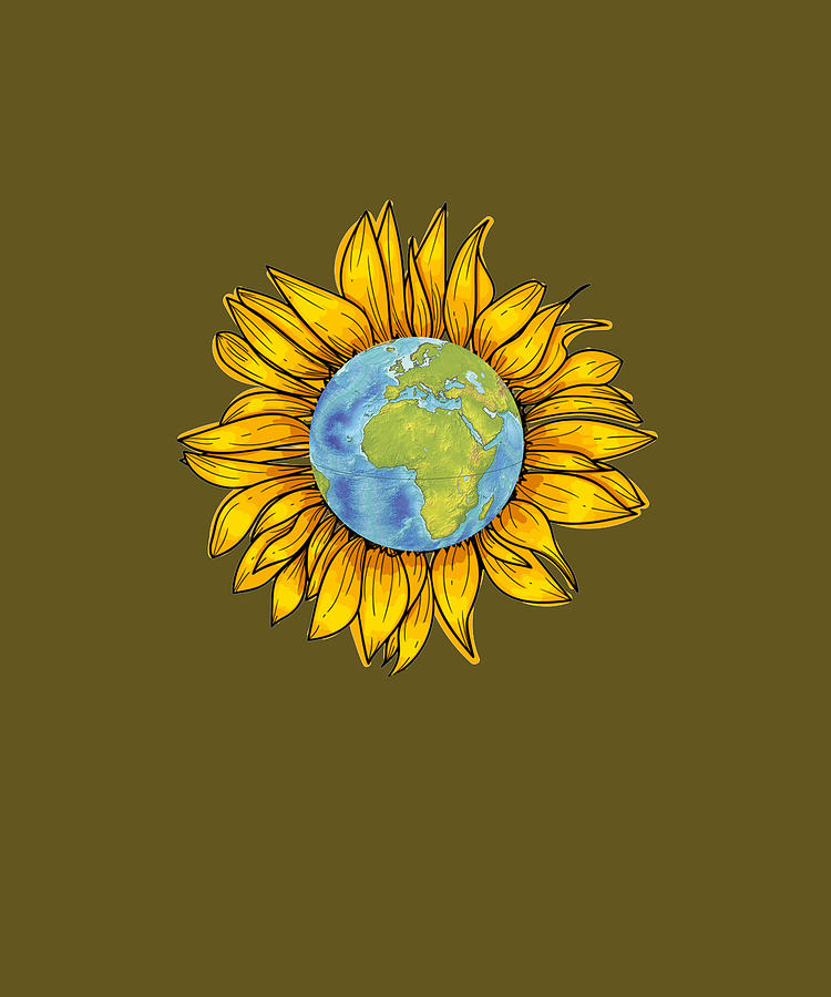 Sunflower Earth TShirt Earth Day Sunflowers Gifts Digital Art by Felix