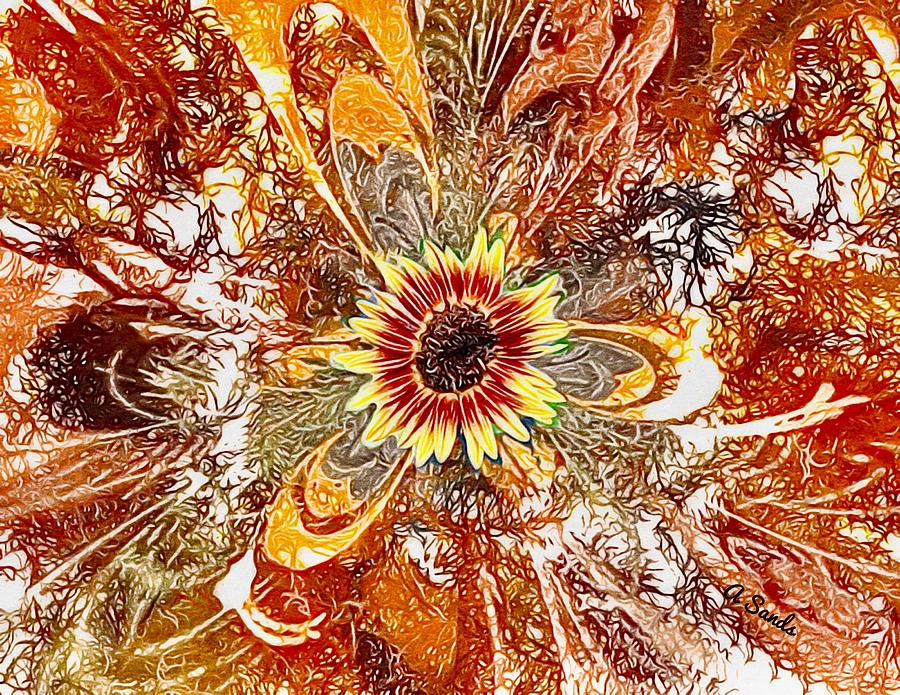 Sunflower Explosion Digital Art by Anne Sands
