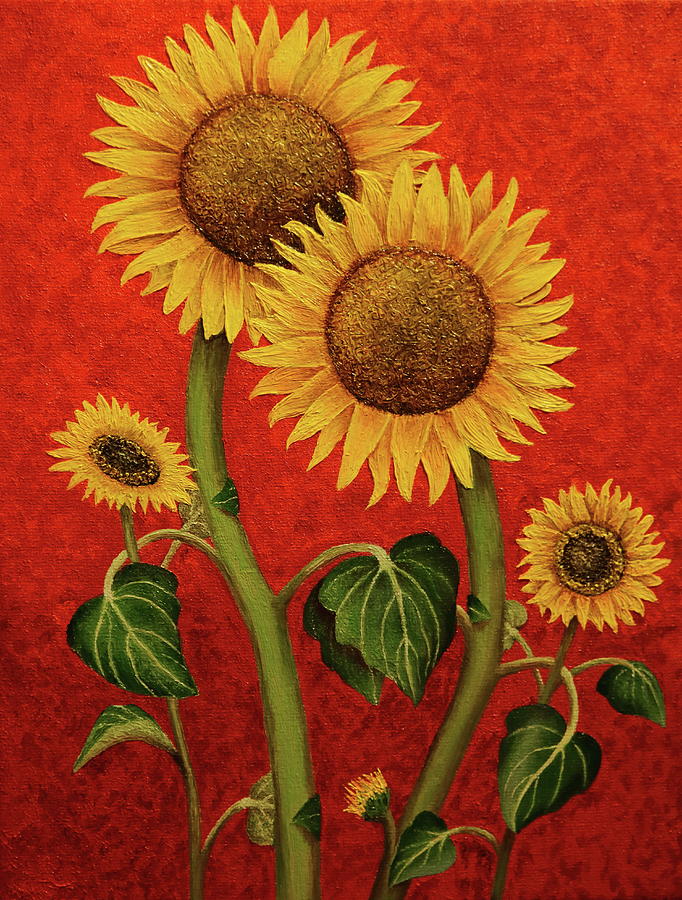 Sunflower family Painting by Russell Hinckley