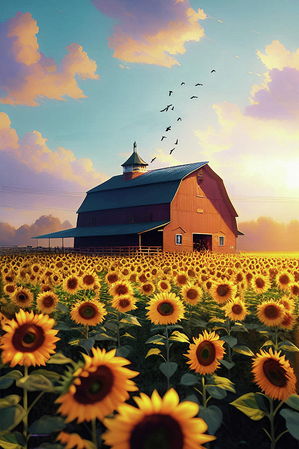 Sunflower Farm Lancaster County Digital Art by Movie Poster Prints