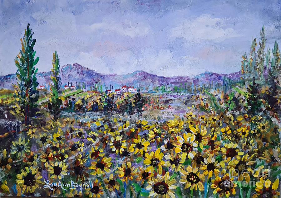 Sunflower Painting - Sunflower Farm by Lou Ann Bagnall