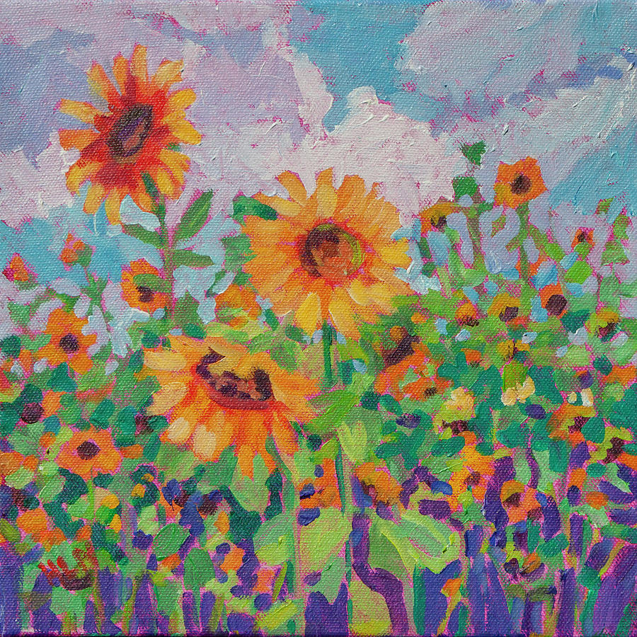 Sunflower field 1 Painting by Heather Nagy