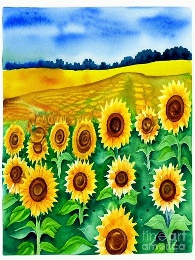Sunflower Field Digital Art by Carol Riddle