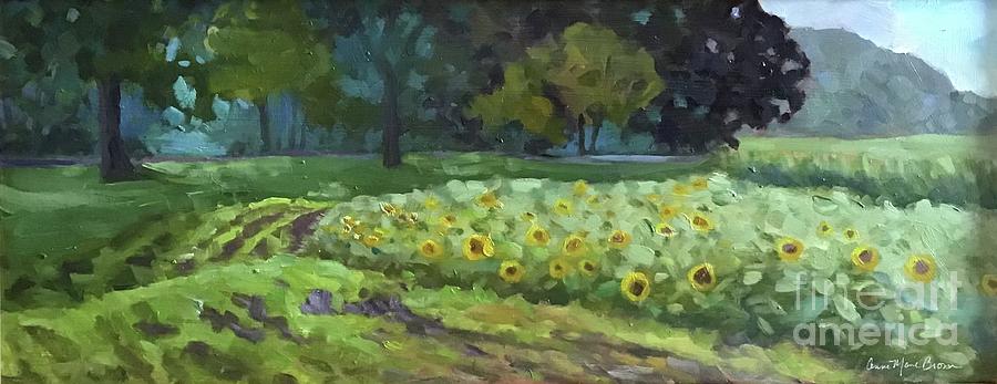 Sunflower Field II Painting by Anne Marie Brown