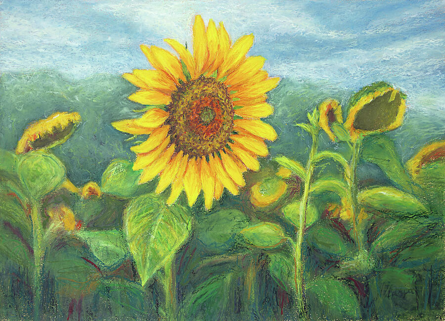 Sunflower Field in France Painting by Maria Meester Sunflower Field in France Painting by Maria Meester