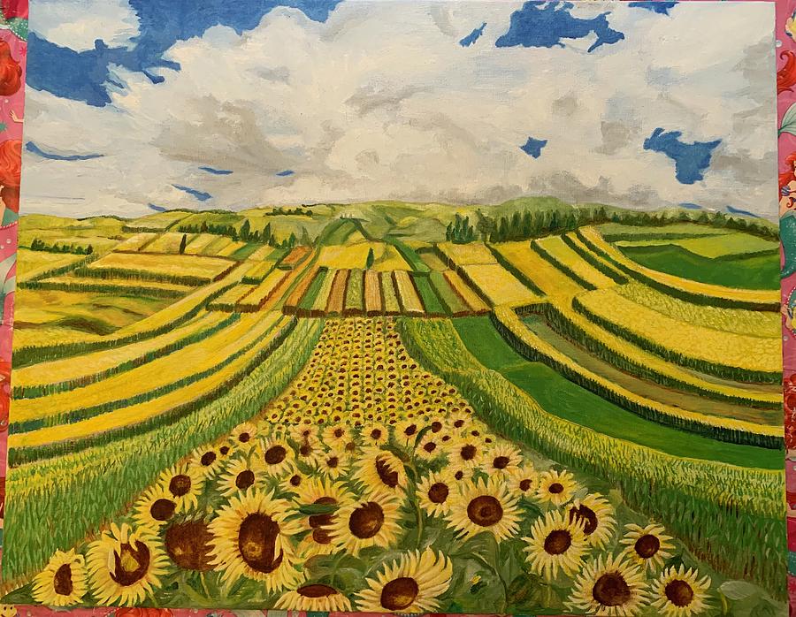 Sunflower Field Painting By Ljiljana Lukic