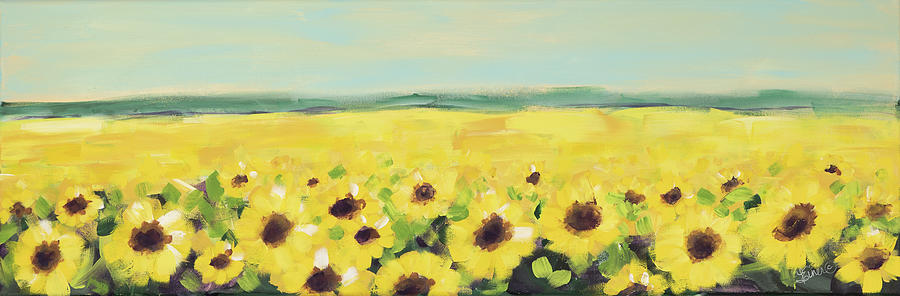 Sunflower Field Painting by Terri Einer
