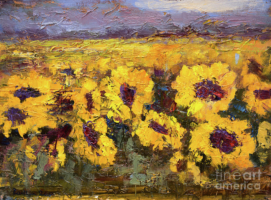 Sunflower Fields II Painting by Radha Rao