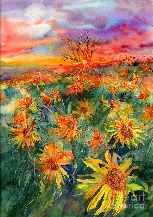 Sunflower Painting - Sunflower Fields by Suzann Sines