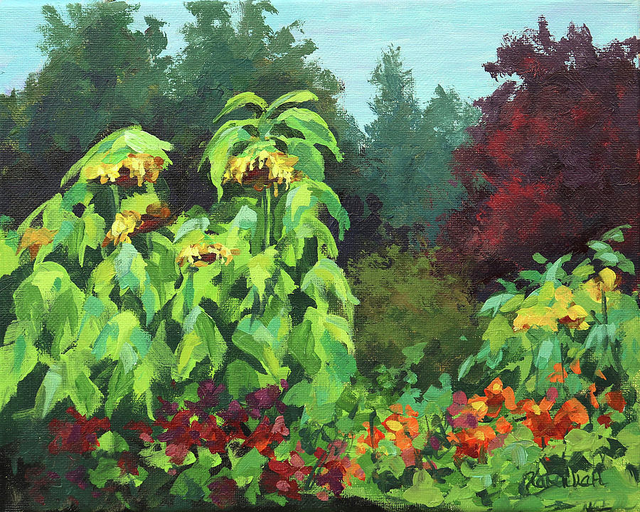 Sunflower Garden Painting by Karen Ilari
