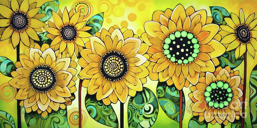 Sunflower Garden Painting by Tina LeCour