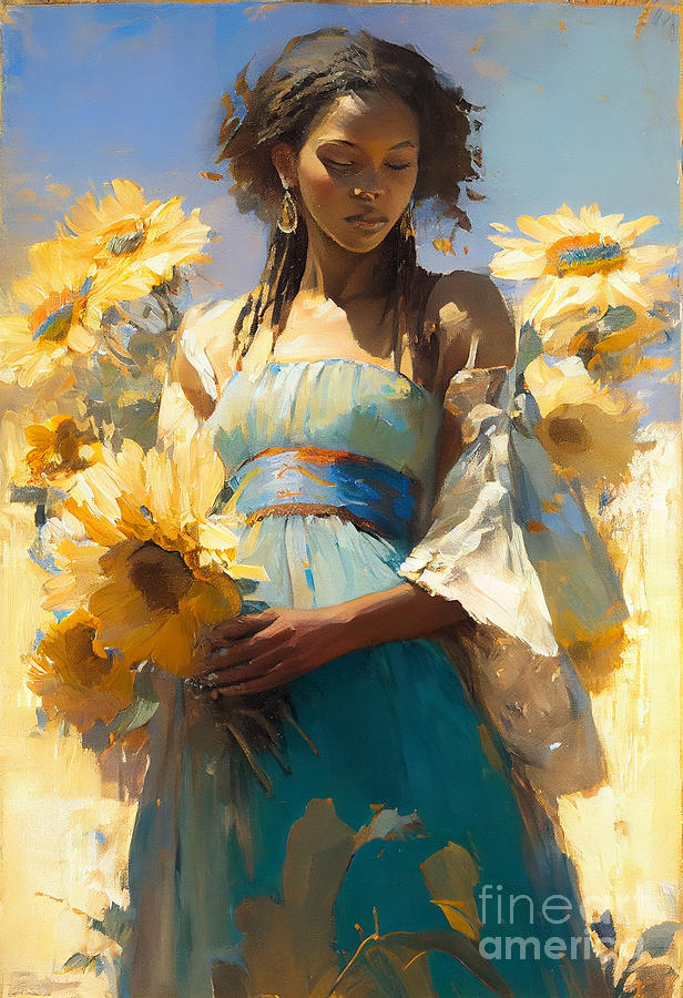 Sunflower Girl 13 Digital Art by Roger Bonner - Fine Art America