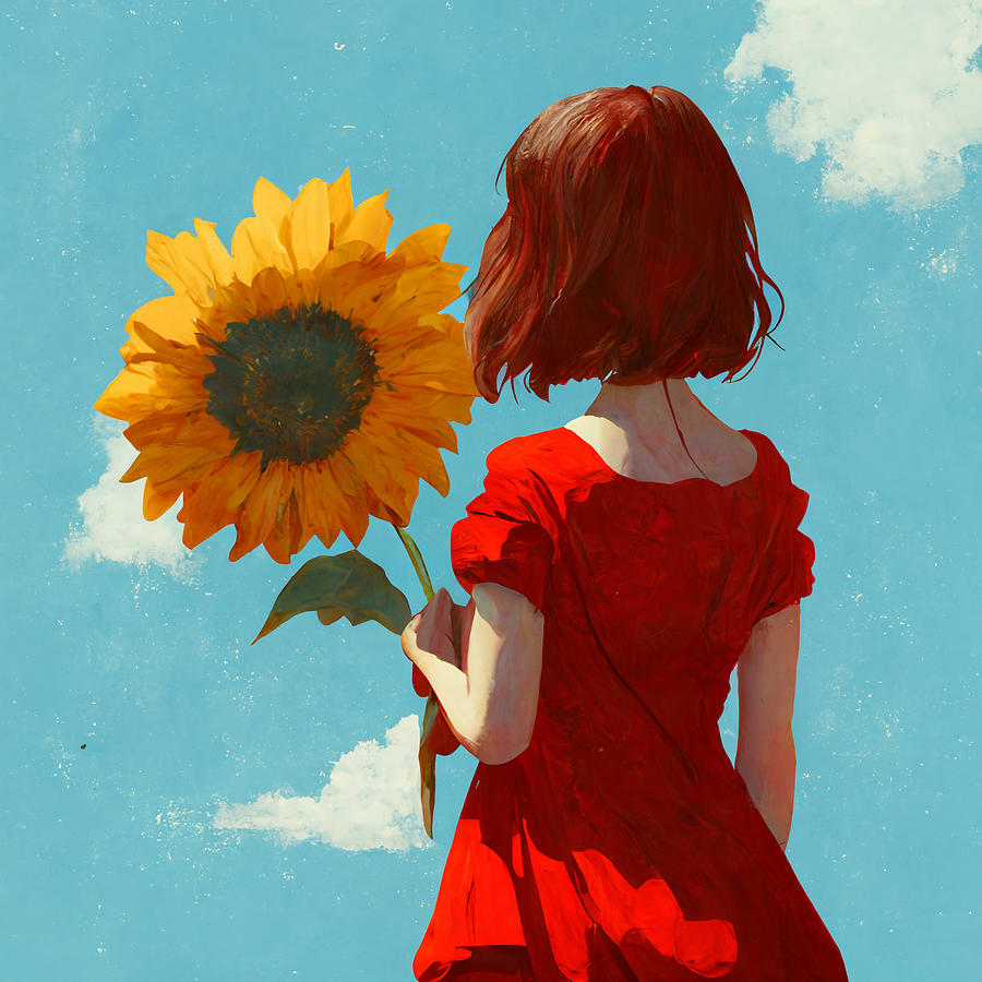 Sunflower girl Digital Art by Bishop Art - Fine Art America