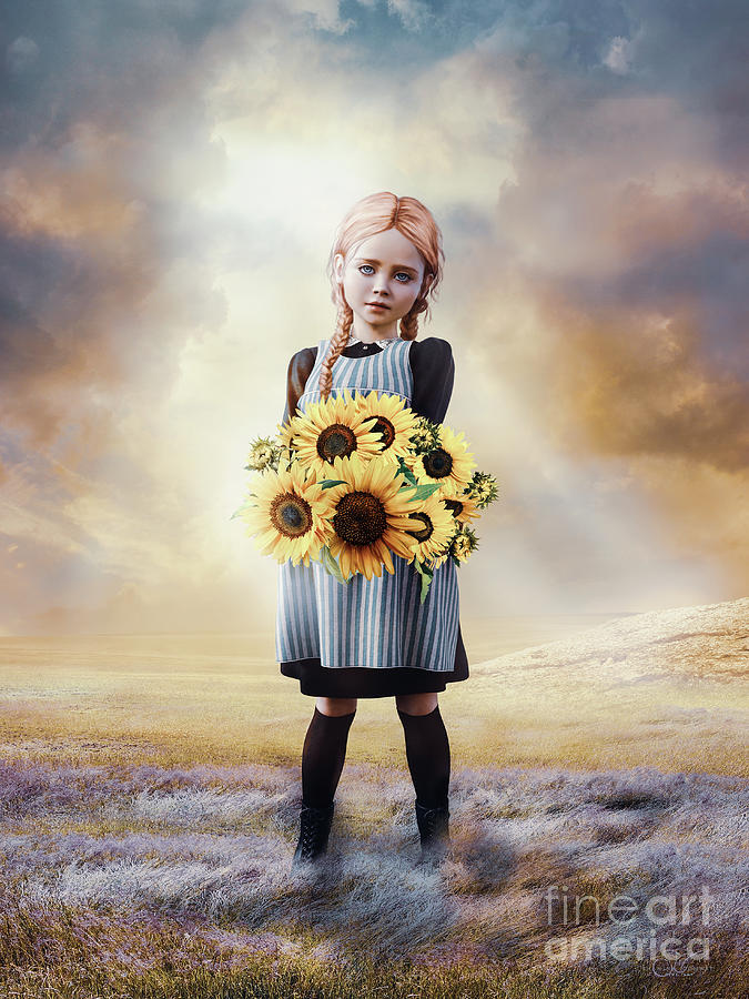 Sunflower Girl Ukraine Digital Art by Shanina Conway