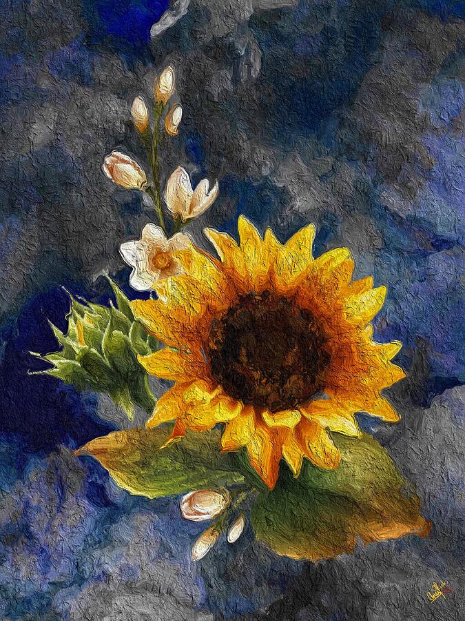Sunflower in Cloudy Weather Painting by Anas Afash